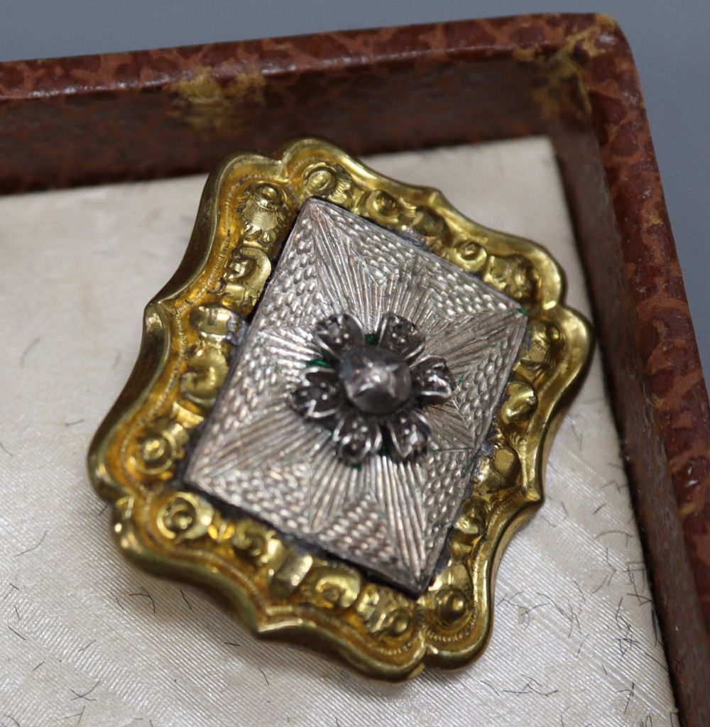 A 19th century composition cameo portrait on a carnelian plaque, in gilt metal mount and three other items,